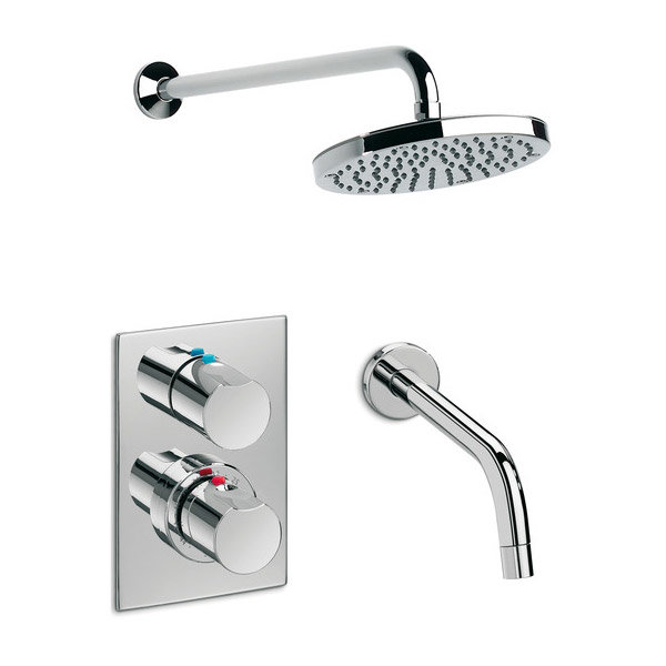 Roca Element Chrome Wall Mounted Bath Shower, Spout & Rose - 5A2862C00 Large Image