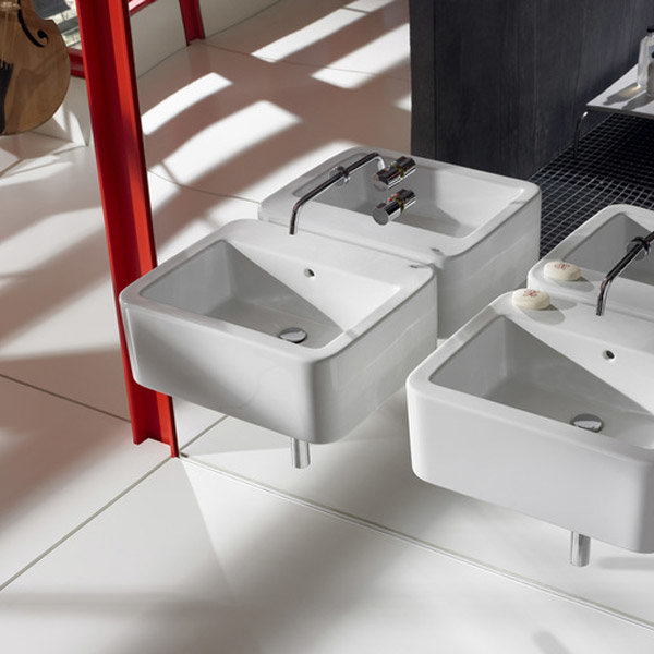 Roca - Element Wall Mounted Basin - 600mm - 2 x Tap Hole Options Feature Large Image