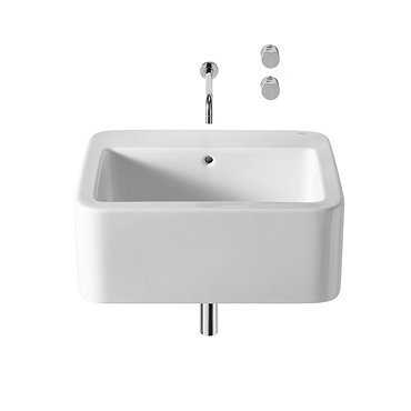 Roca - Element Wall Mounted Basin - 600mm - 2 x Tap Hole Options Profile Large Image