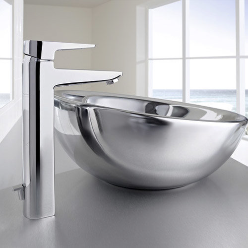 Roca Esmai Chrome Extended basin mixer with pop-up waste - 5A3431C00 Profile Large Image