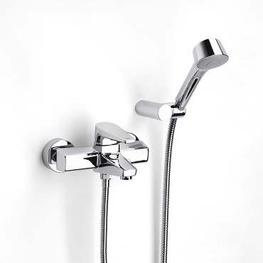 Roca Esmai Chrome Wall Mounted Bath Shower Mixer with Automatic Diverter & Handset - 5A0131C00 Profile Large Image