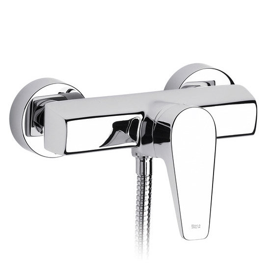 Roca Esmai Chrome Wall Mounted Shower Mixer & Handset - 5A2031C00 Profile Large Image