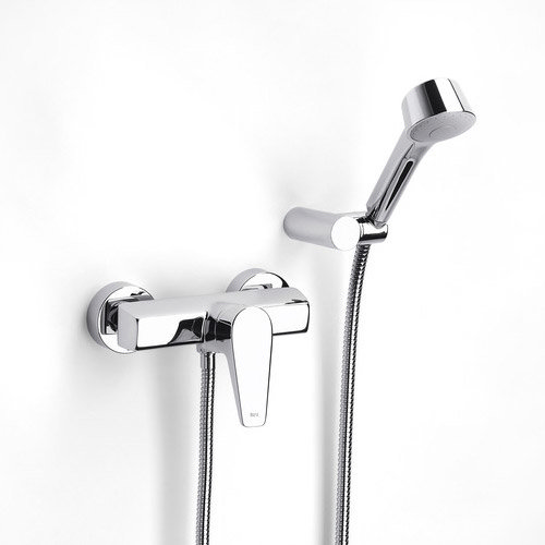 Roca Esmai Chrome Wall Mounted Shower Mixer & Handset - 5A2031C00 Large Image