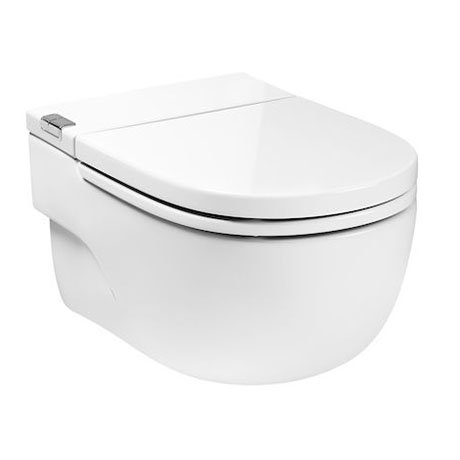 Roca In-Tank Meridian Wall Hung Toilet with Integrated Cistern + Soft Close Seat  In Bathroom Large 