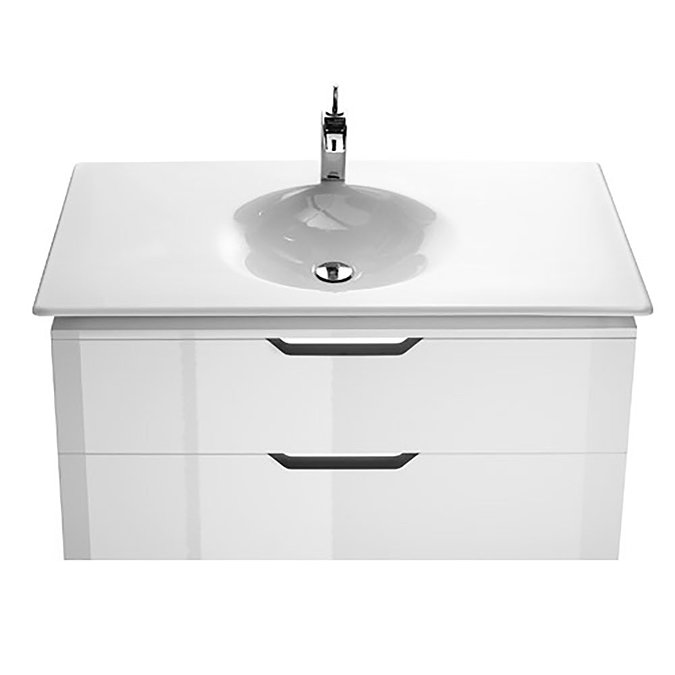 Roca - Kalahari-N 2 Drawer Unit & 1000mm Basin - 1 TH - Gloss White - ROC-KNU-1000-1TH Large Image