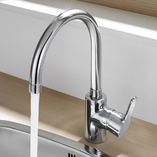 Roca L20 Chrome Kitchen Sink Mixer with Swivel Spout - 5A8409C00 Profile Large Image