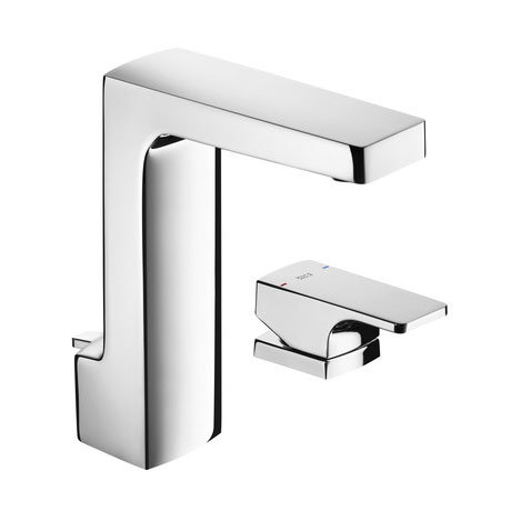 Roca L90 Chrome Deck Lever Basin Mixer with Pop-up Waste - 5A3801C00 Large Image