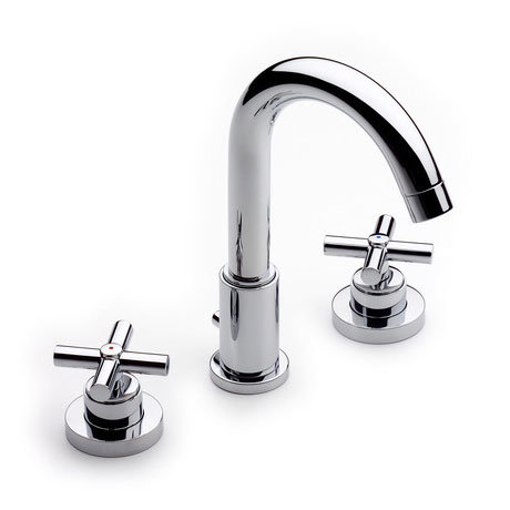 Roca Loft Chrome Deck Mounted 3 Hole Basin Mixer & Pop-up Waste - 5A4443C00 Large Image