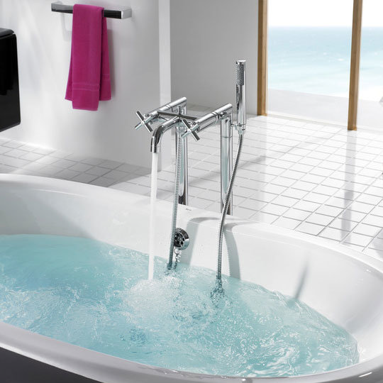 Roca Loft Chrome Floorstanding Bath Shower Mixer with Standpipes & Kit - 5A2743C00 Feature Large Ima
