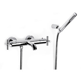 Roca Loft Chrome Wall Mounted Thermostatic Bath Shower Mixer & Kit - 5A1143C00 Large Image