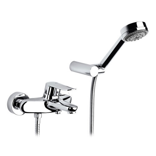 Roca Logica-N Chrome Wall Mounted Bath Shower Mixer & Handset - 5A0127C00 Large Image