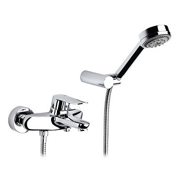 Roca Logica-N Chrome Wall Mounted Bath Shower Mixer & Handset - 5A0127C00 Profile Large Image
