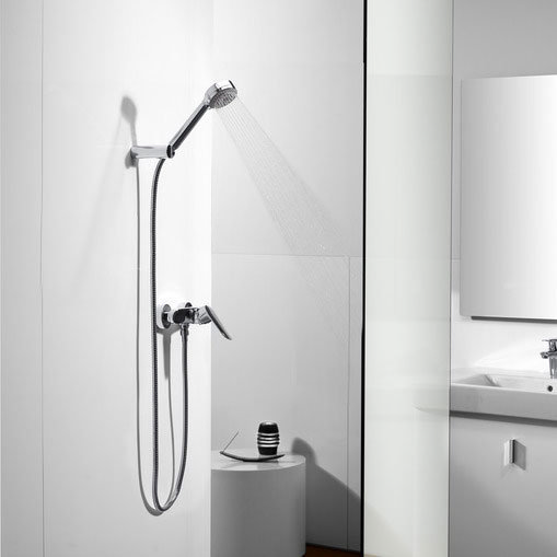 Roca Logica-N Chrome Wall Mounted Shower Mixer & Handset - 5A2027C00 Feature Large Image