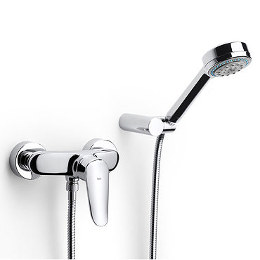 Roca Logica-N Chrome Wall Mounted Shower Mixer & Handset - 5A2027C00 Profile Large Image