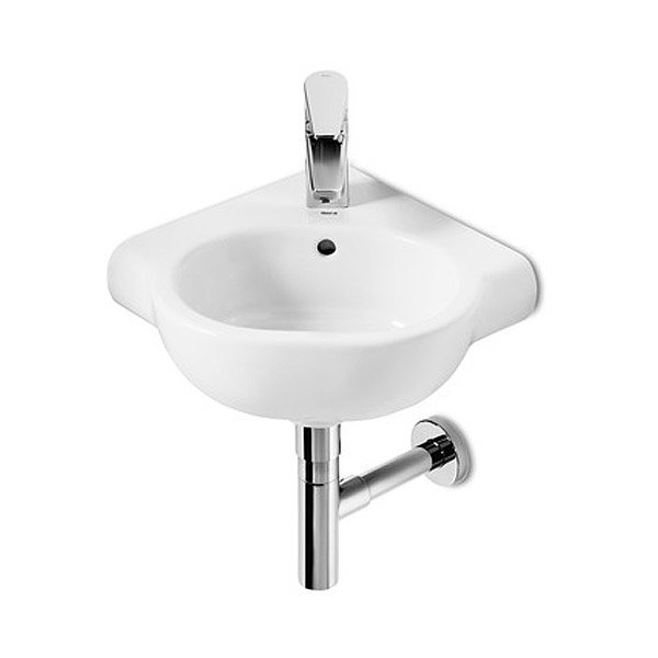 Roca Meridian-N Compact 350 x 350mm Wall-hung Corner 1TH Basin - 32724C000 Large Image