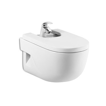 Roca Meridian-N Compact Wall-hung Bidet with Soft-Close Cover Profile Large Image