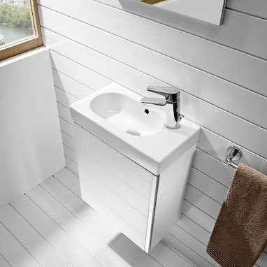 Roca Mini 450m Wall Hung Vanity Unit & Mirror Pack - Gloss White  Feature Large Image