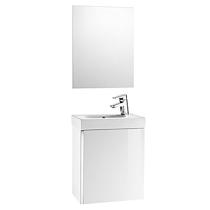 Roca Mini 450m Wall Hung Vanity Unit & Mirror Pack - Gloss White Large Image