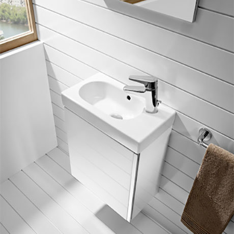 Roca Mini 450m Wall Hung Vanity Unit - Gloss White  Feature Large Image