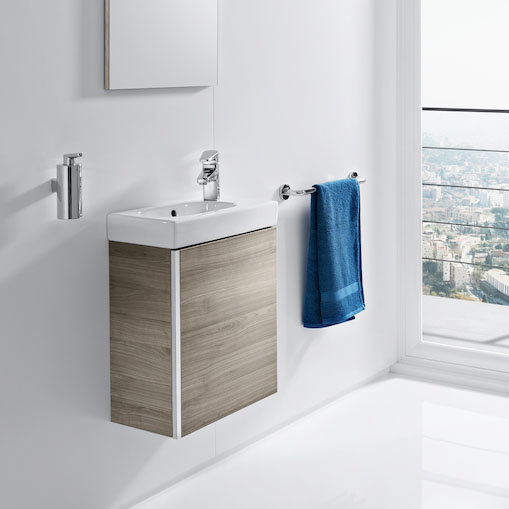 Roca Mini 450m Wall Hung Vanity Unit - Textured Grey  Feature Large Image