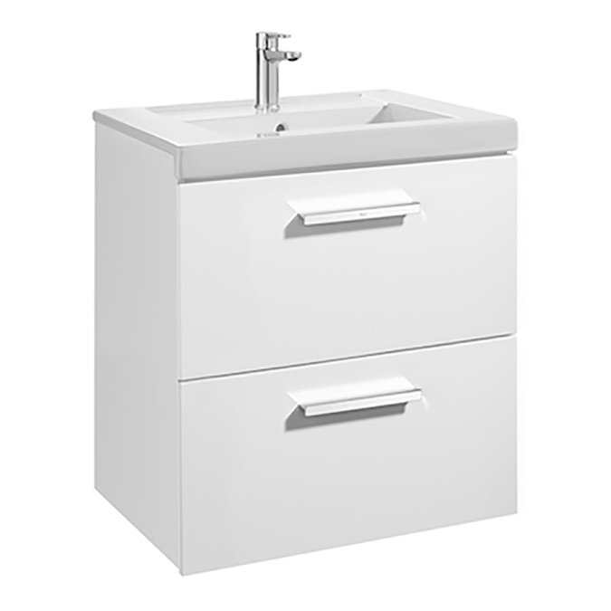 Roca Prisma 600m 2-Drawer Wall Hung Vanity Unit - Gloss White Large Image