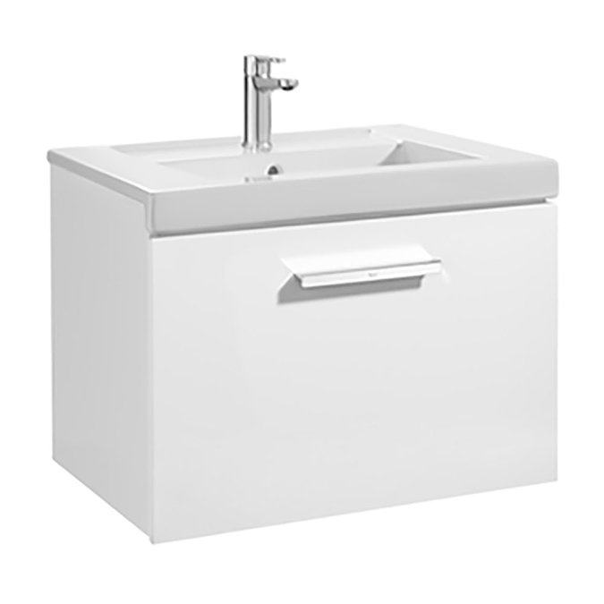 Roca Prisma 600m Single Drawer Wall Hung Vanity Unit - Gloss White Large Image