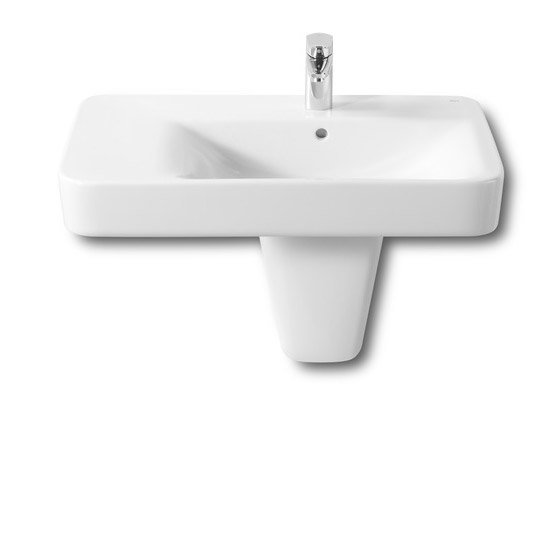 Roca Senso Square 750 x 475mm Wall-hung Asymmetric Basin with Integrated Shelf Feature Large Image