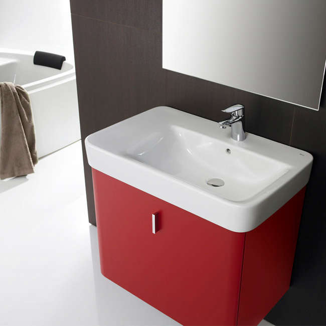 Roca Senso Square 750 x 475mm Wall-hung Asymmetric Basin with Integrated Shelf Standard Large Image