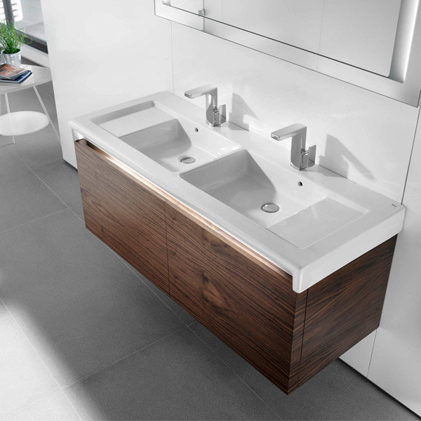 Roca Stratum 1300 x 500mm Double Wall-hung or vanity 2TH Basin - 327630000 Profile Large Image