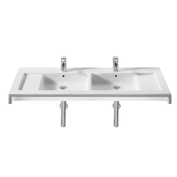 Roca Stratum 1300 x 500mm Double Wall-hung or vanity 2TH Basin - 327630000 Large Image