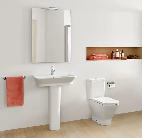 Roca Gap 4 Piece Bathroom Suite - Rimless Close Coupled WC & Basin with Full Pedestal