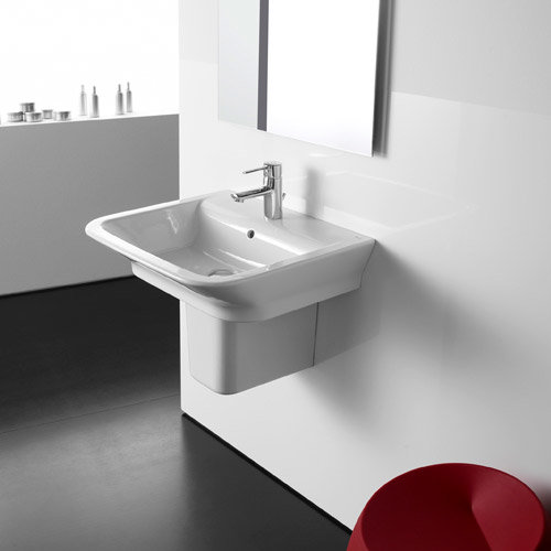 Roca - The Gap 650mm 1 tap hole basin with semi pedestal Feature Large Image