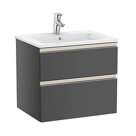Roca The Gap Anthracite Grey 600mm Wall Hung 2-Drawer Vanity Unit