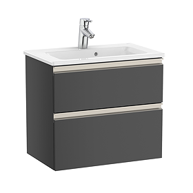 Roca The Gap Compact Anthracite Grey 600mm Wall Hung 2-Drawer Vanity Unit