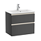Roca The Gap Compact Anthracite Grey 600mm Wall Hung 2-Drawer Vanity Unit