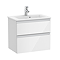 Roca The Gap Compact Gloss White 600mm Wall Hung 2-Drawer Vanity Unit