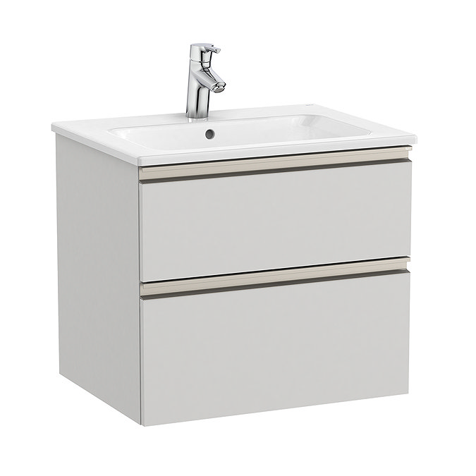 Roca The Gap Matt Arctic Grey 600mm Wall Hung 2-Drawer Vanity Unit