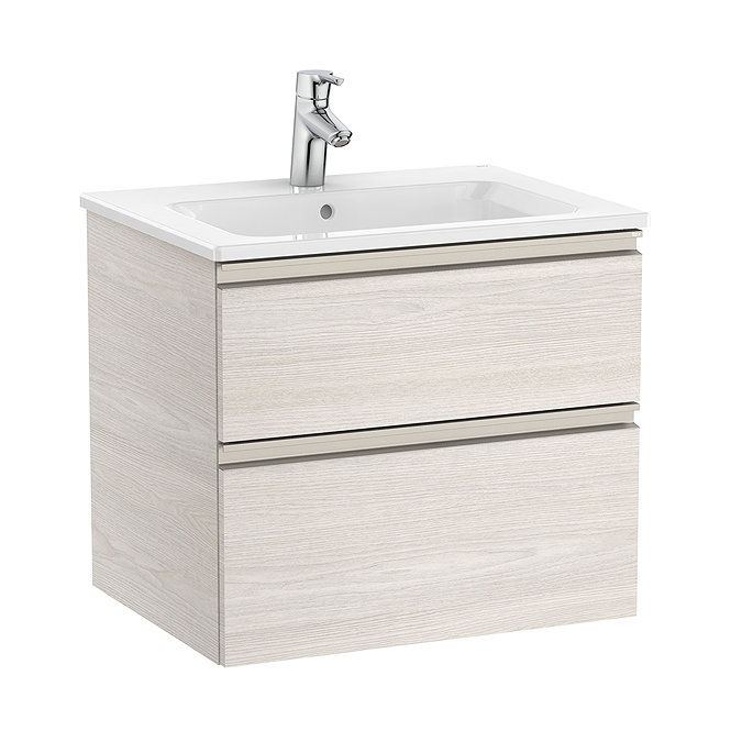 Roca The Gap Nordic Ash 600mm Wall Hung 2-Drawer Vanity Unit