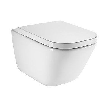 Roca The Gap Rimless Wall Hung Toilet + Compact Soft Close Seat  Profile Large Image