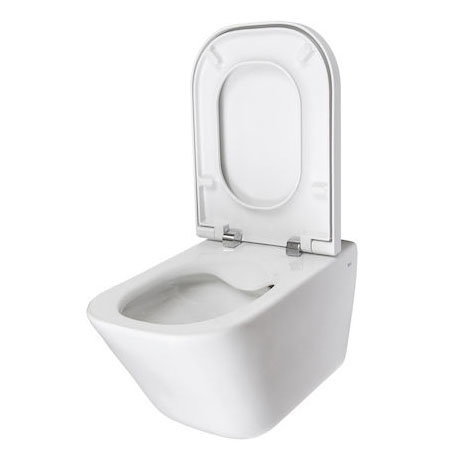 Roca The Gap Rimless Wall Hung Toilet + Slim Soft Close Seat  In Bathroom Large Image