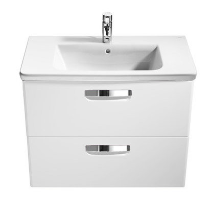 Roca - The Gap Unik Wall Hung 2 Drawer Vanity Unit with Basin W600 x D440mm - Matt White Feature Large Image