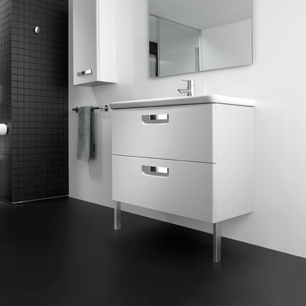 Roca - The Gap Unik Wall Hung 2 Drawer Vanity Unit with Basin W600 x D440mm - Matt White Standard Large Image