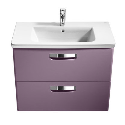 Roca - The Gap Unik Wall Hung 2 Drawer Vanity Unit with Basin W700 x D440mm - Matt Grape Feature Lar