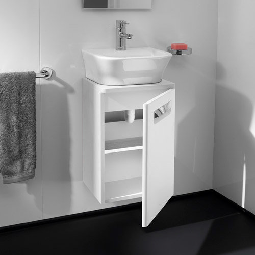 Roca - The Gap wall hung base unit with basin W400 x D320 - Matt White Standard Large Image