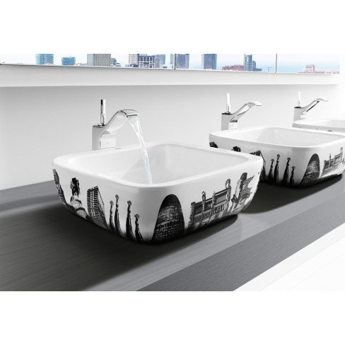 Roca - Urban Barcelona Countertop Basin - 400 x 400mm - White - 32765S00U Profile Large Image