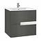 Roca Victoria-N 600m 2-Drawer Wall Hung Vanity Unit - Gloss Anthracite Grey Large Image
