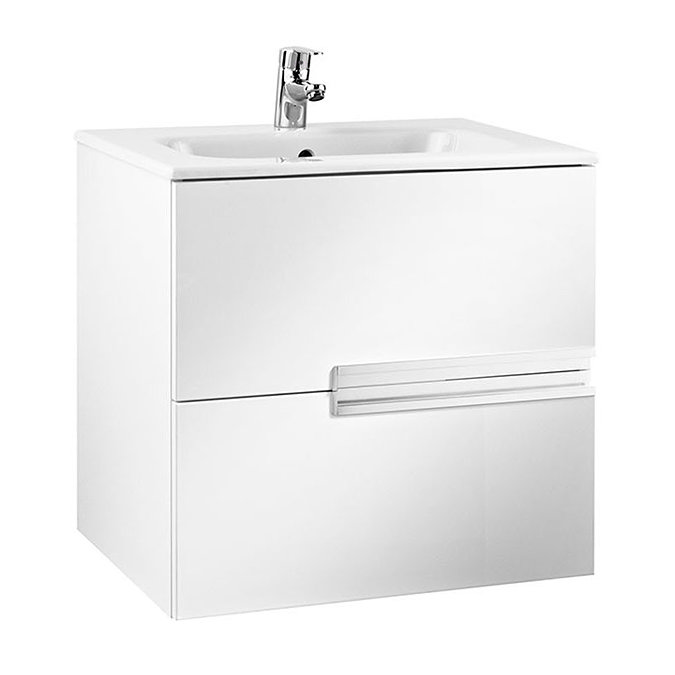 Roca Victoria-N 600m 2-Drawer Wall Hung Vanity Unit - Gloss White Large Image