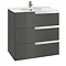 Roca Victoria-N 600m 3-Drawer Wall Hung Vanity Unit - Gloss Anthracite Grey Large Image