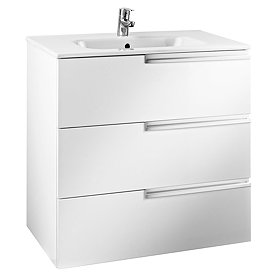 Roca Victoria-N 600m 3-Drawer Wall Hung Vanity Unit - Gloss White Large Image