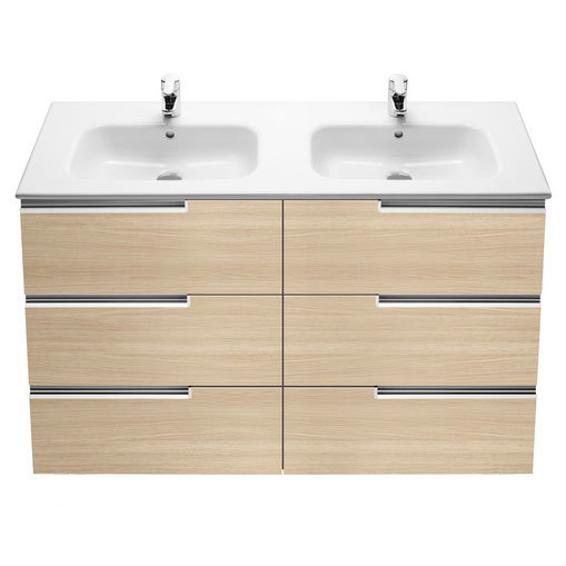Roca - Victoria-N Unik 6 Drawer Vanity Unit with 1200mm Double Basin - 4 x Colour Options Profile Large Image